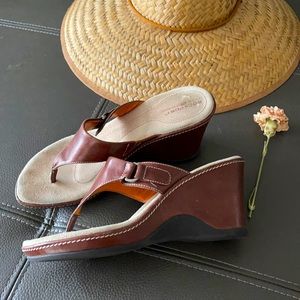 Platform Thong Leather Comfort Sandals